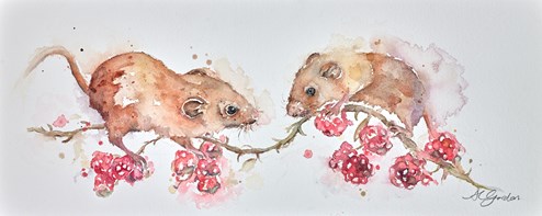 Berry Feast- Field Mice by Amanda Gordon - Original on Paper